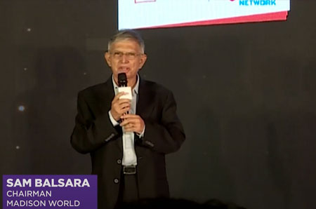 Sam Balsara, Chairman, Madison World inspires the audience with his acceptance speech