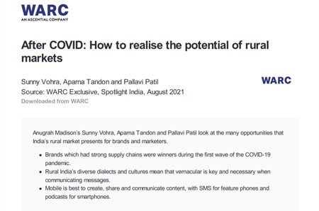 After Covid How to realize the potential for rural markets? Anugrah Madison writes for WARC
